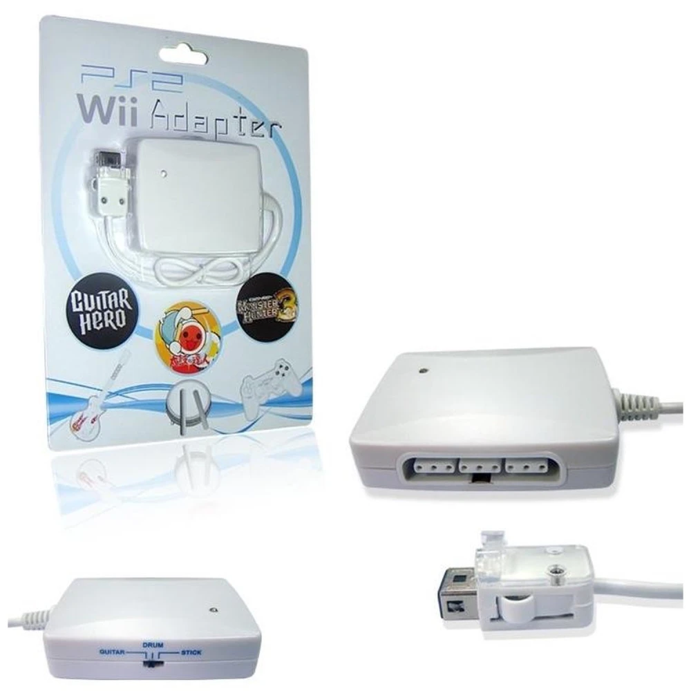 3-u-1 adapter za PS2 kontrolere za Wii - povežite kontrolere, gitare i bubnjeve