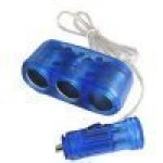 Trostruki auto adapter za upaljač - 3 u 1 plavi