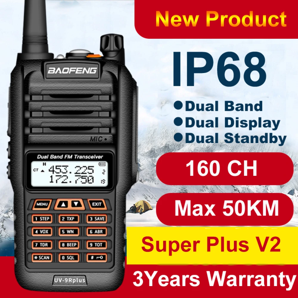 Baofeng UV9R Plus walkie-talkie dugog dometa s 160 kanala VHF/UHF
