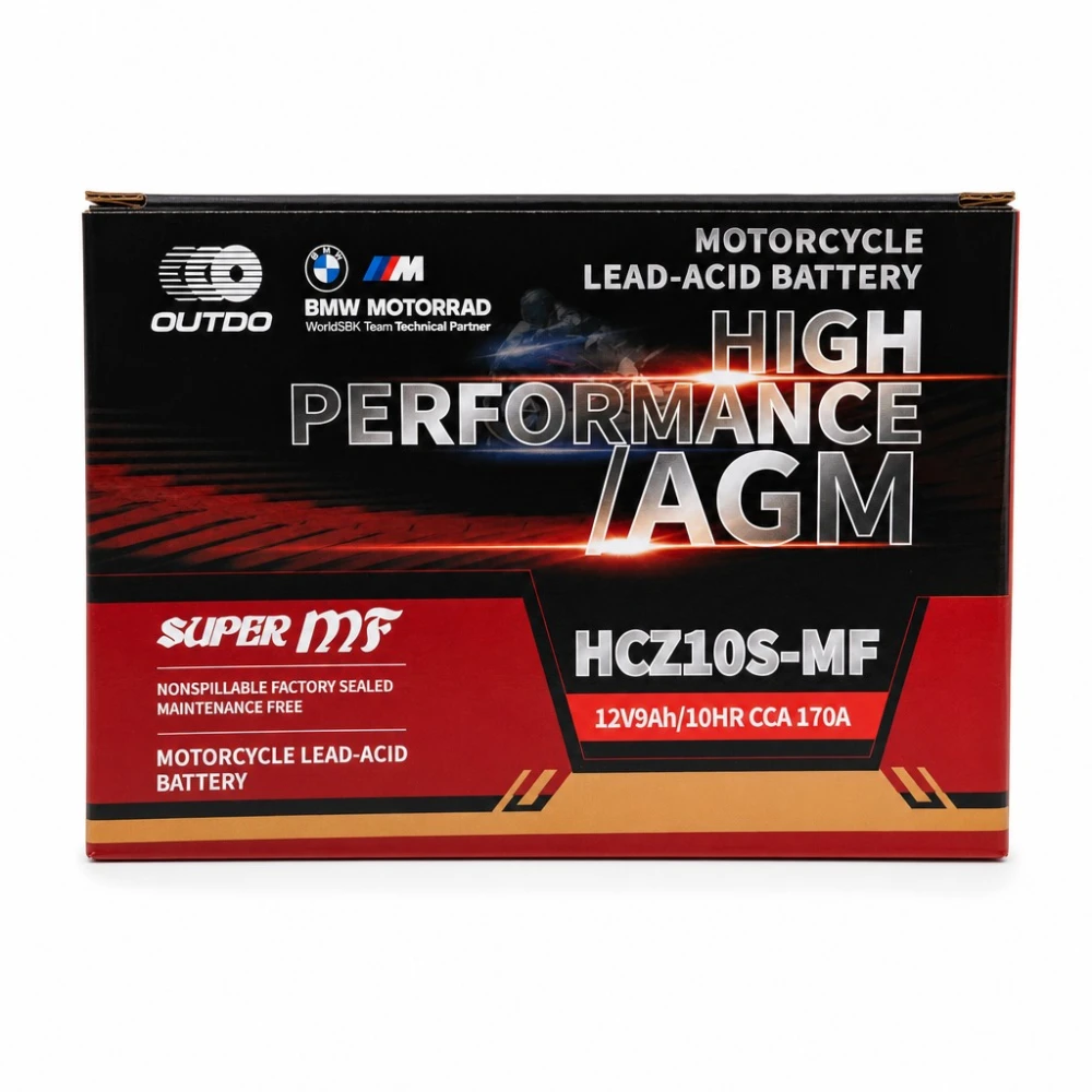 Motociklistička Baterija AGM 12V 9Ah OUTDO HCZ10S-MF - Kompatibilna Yuasa YTZ10S(-BS) / GTZ10S / ETZ10S