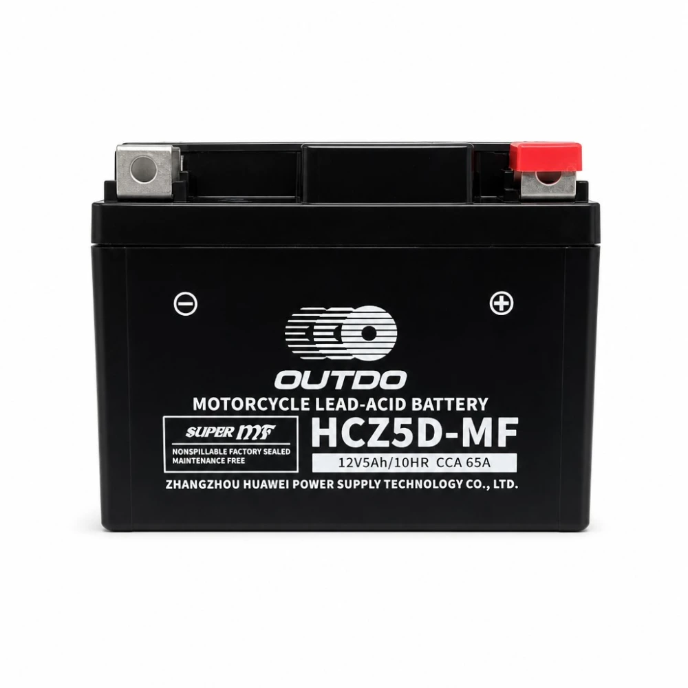 Baterija Moto AGM 12V 5Ah OUTDO HCZ5D-MF - Kompatibilna Yuasa YTZ7S-BS / GTZ7S / ETZ5L-BS