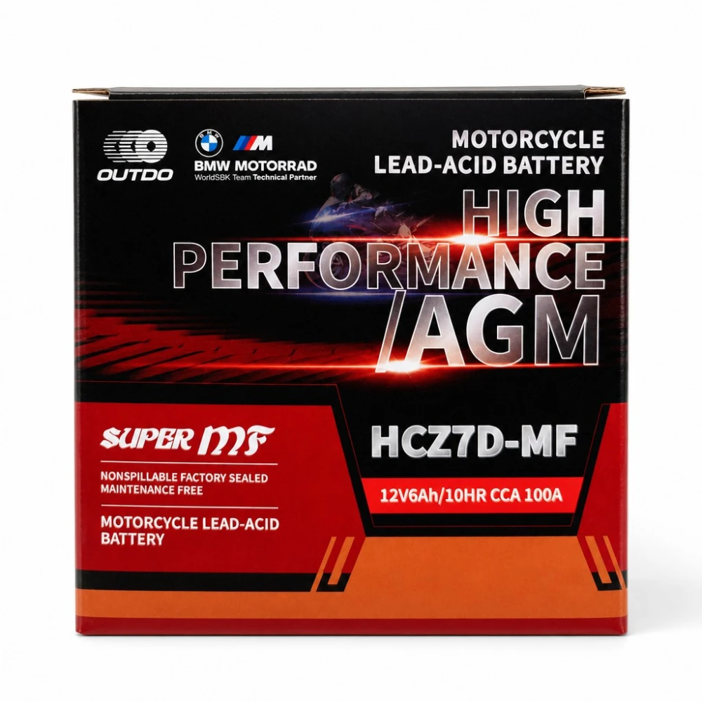 Motociklistička baterija AGM 12V 6Ah OUTDO HCZ7D-MF - Kompatibilna Yuasa YTZ7S-BS / GTZ7S / ETZ7S