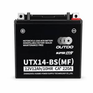 Motocikl Baterija AGM 12V 12Ah OUTDO UTX14-BS(MF) - Kompatibilna Yuasa YTX14-BS / GTX14-BS / ETX14-BS