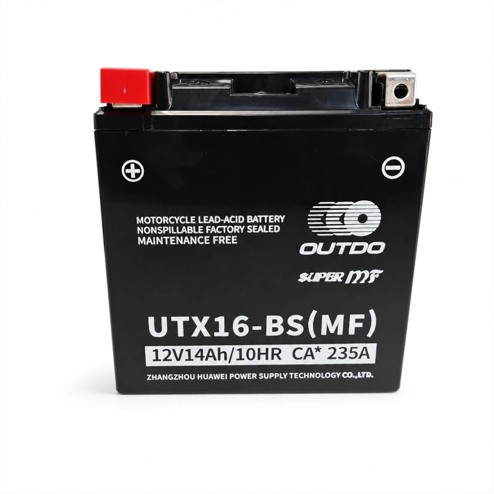 Motocikl Baterija AGM 12V 14Ah OUTDO UTX16-BS(MF) - Kompatibilna Yuasa YTX16-BS / GTX16-BS / ETX16-BS / 16-B