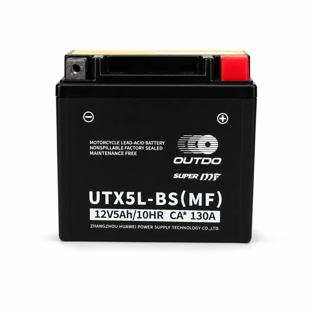 Motocikl Baterija AGM 12V 5Ah OUTDO UTX5L-BS(MF) - Kompatibilna Yuasa YTX5L-BS / GTX5L-BS / ETX5L-BS