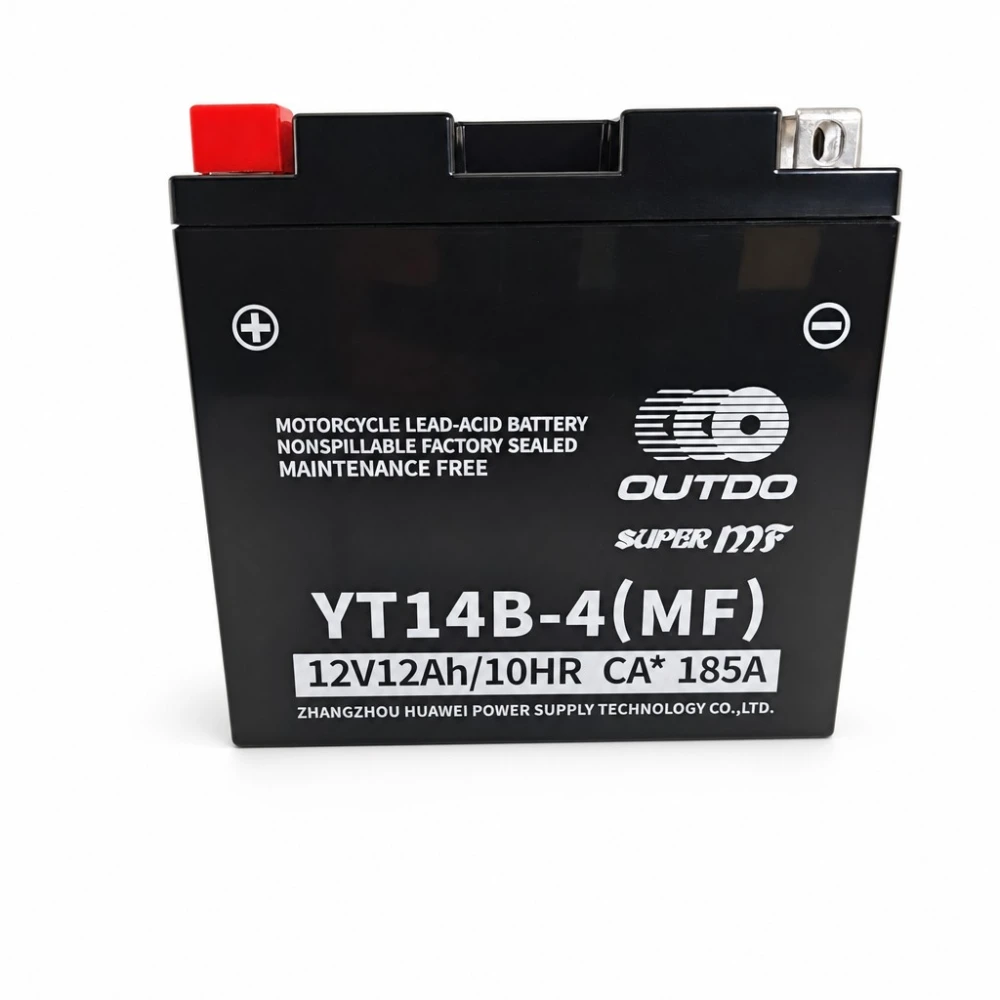 Motociklna Baterija AGM 12V 12Ah OUTDO YT14B-4(MF) - Kompatibilna Yuasa YT14B-BS / GT14B-BS / GT14B-4 / ETZ14B-BS / ET14B-4
