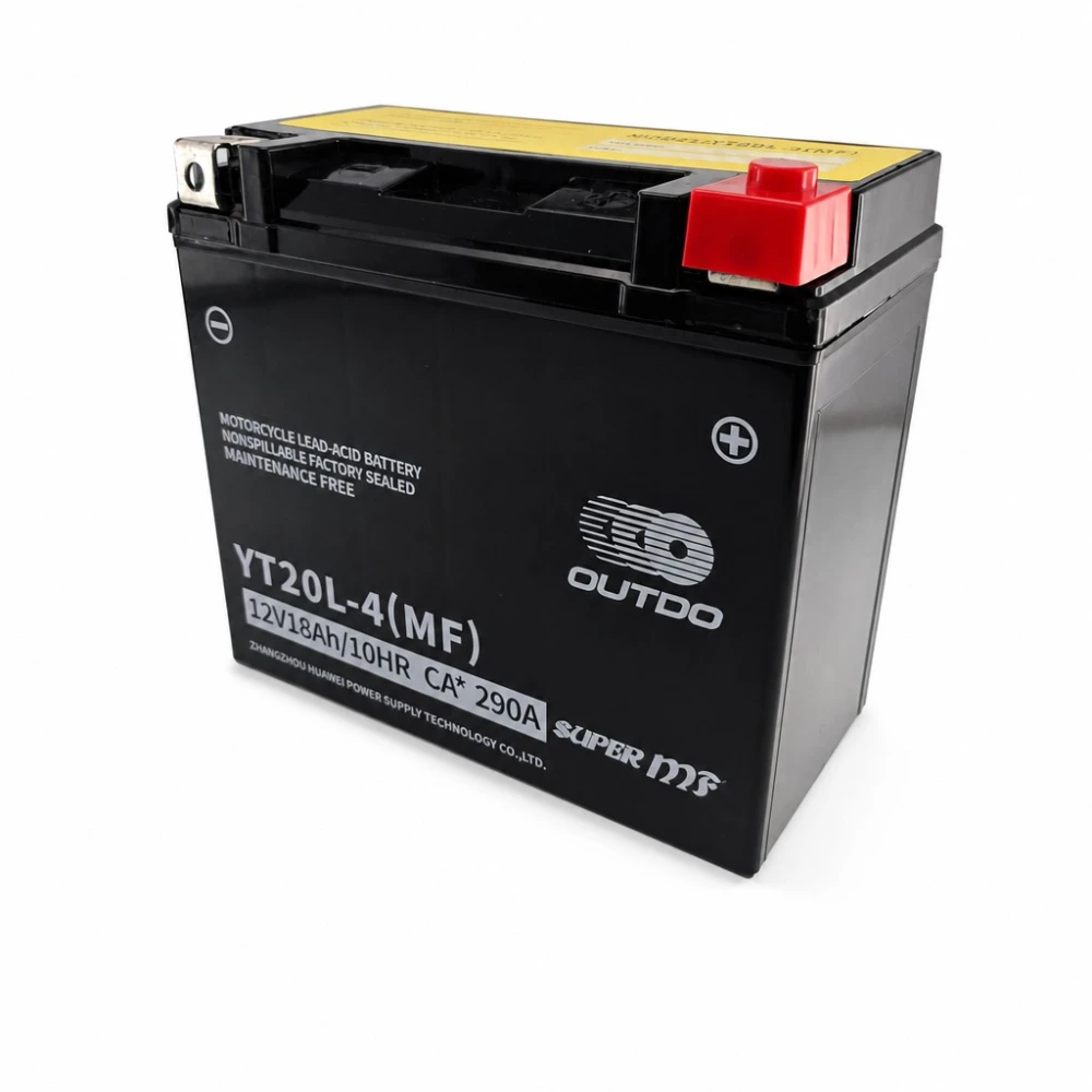 Motociklna Baterija AGM 12V 18Ah OUTDO YT20L-4(MF) - Kompatibilna Yuasa YTX20L-BS / GTX20L-BS / ETX20L-BS / Y50-N18L-A