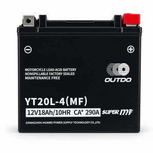 Motociklna Baterija AGM 12V 18Ah OUTDO YT20L-4(MF) - Kompatibilna Yuasa YTX20L-BS / GTX20L-BS / ETX20L-BS / Y50-N18L-A