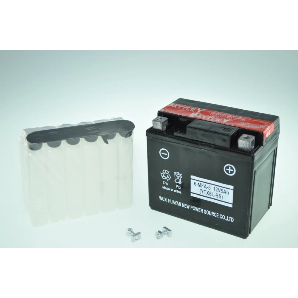 Bateria Moto YTX5L-BS vista lateral con bornes positivos a la derecha