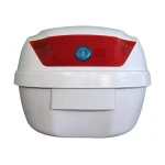 Baúl universal para moto 28L blanco instalado en scooter