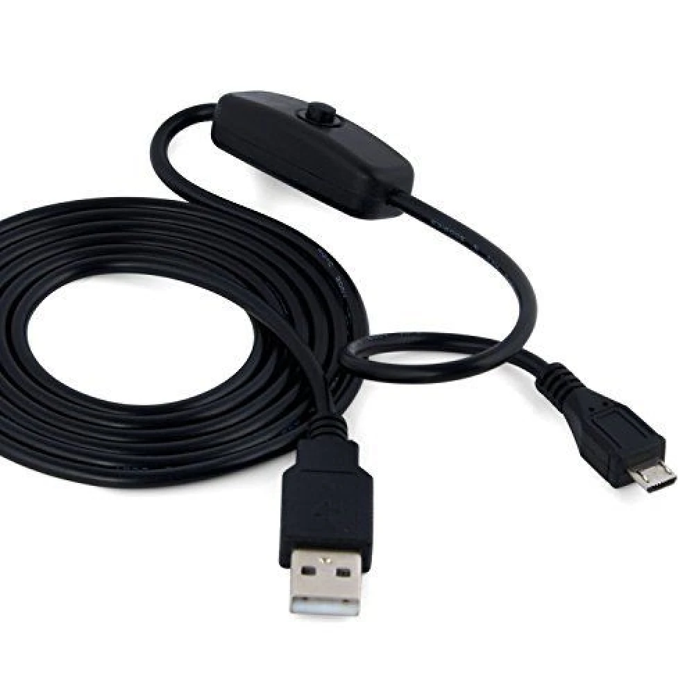 USB A na Micro USB kabel s prekidačem za Raspberry Pi 1m crni