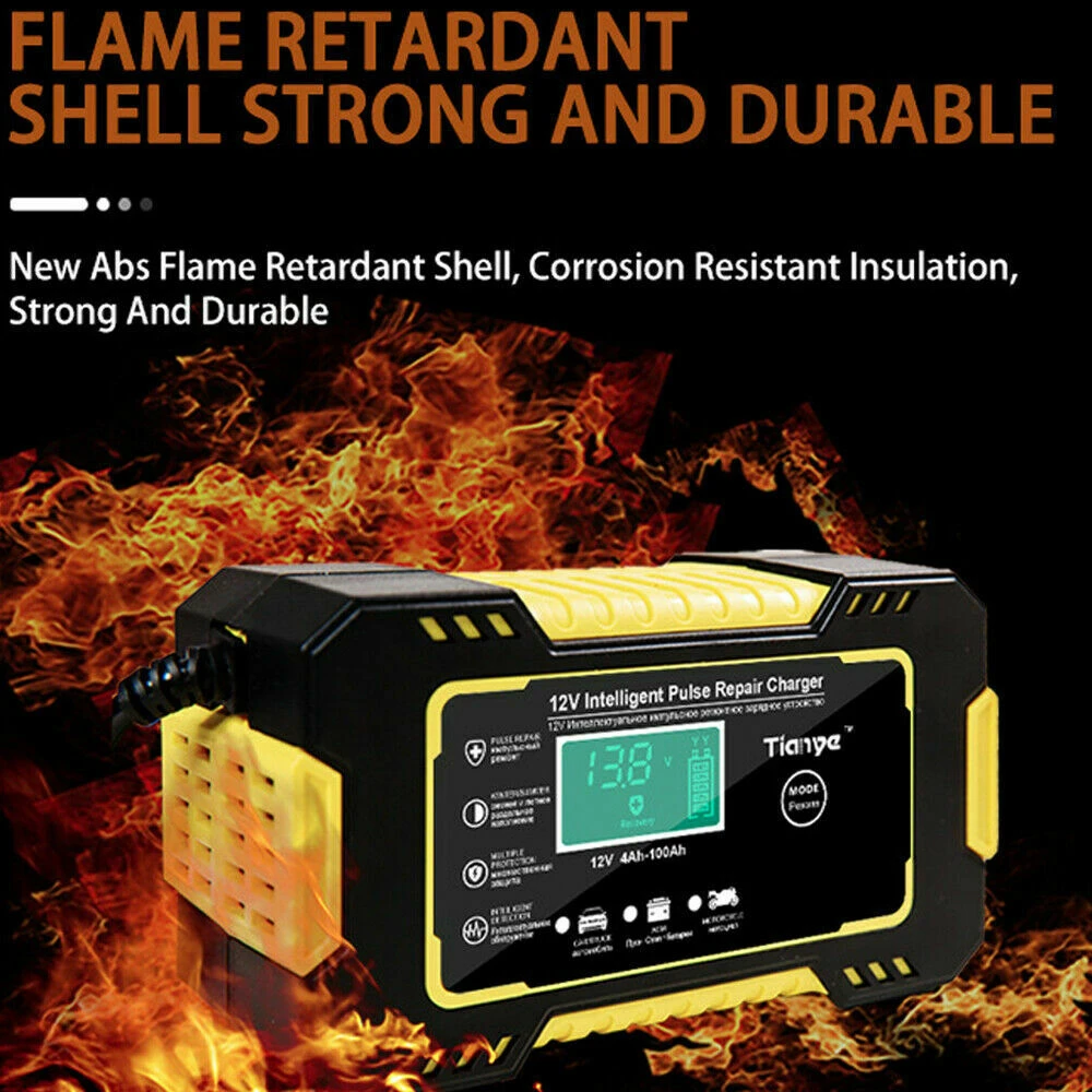 Detalle de la pantalla LCD digital del cargador inteligente de batería 12V 6A