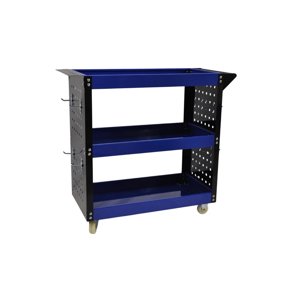 Profesionalna kolica za radionicu s 3 police, bočnim ladicama i kukama