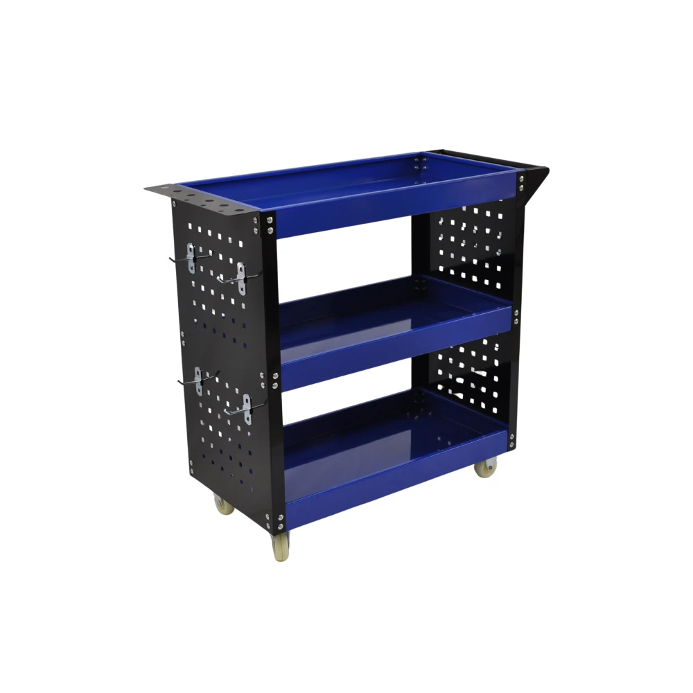 Profesionalna kolica za radionicu s 3 police, bočnim ladicama i kukama