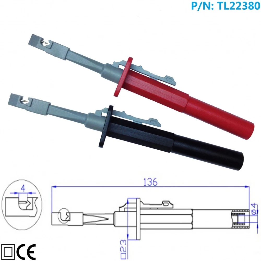 Clip aislado con gancho de sujeción catIII y conexión banana negro TL22380 Amass