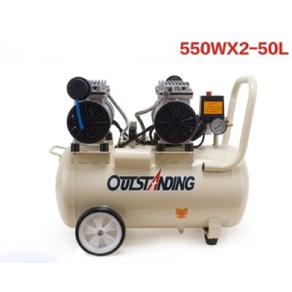 Vista lateral del compresor aire silencioso sin aceite 50L OTS550W x 2-50L