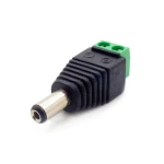 Detalle del conector borne macho para alimentación de tiras led 12v DC