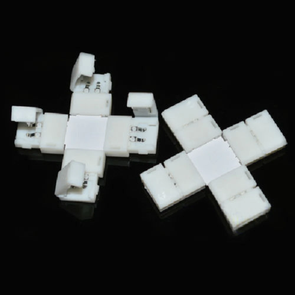 Vista lateral del conector clip LED Forma X 10mm 2 Pin 5050 RGB