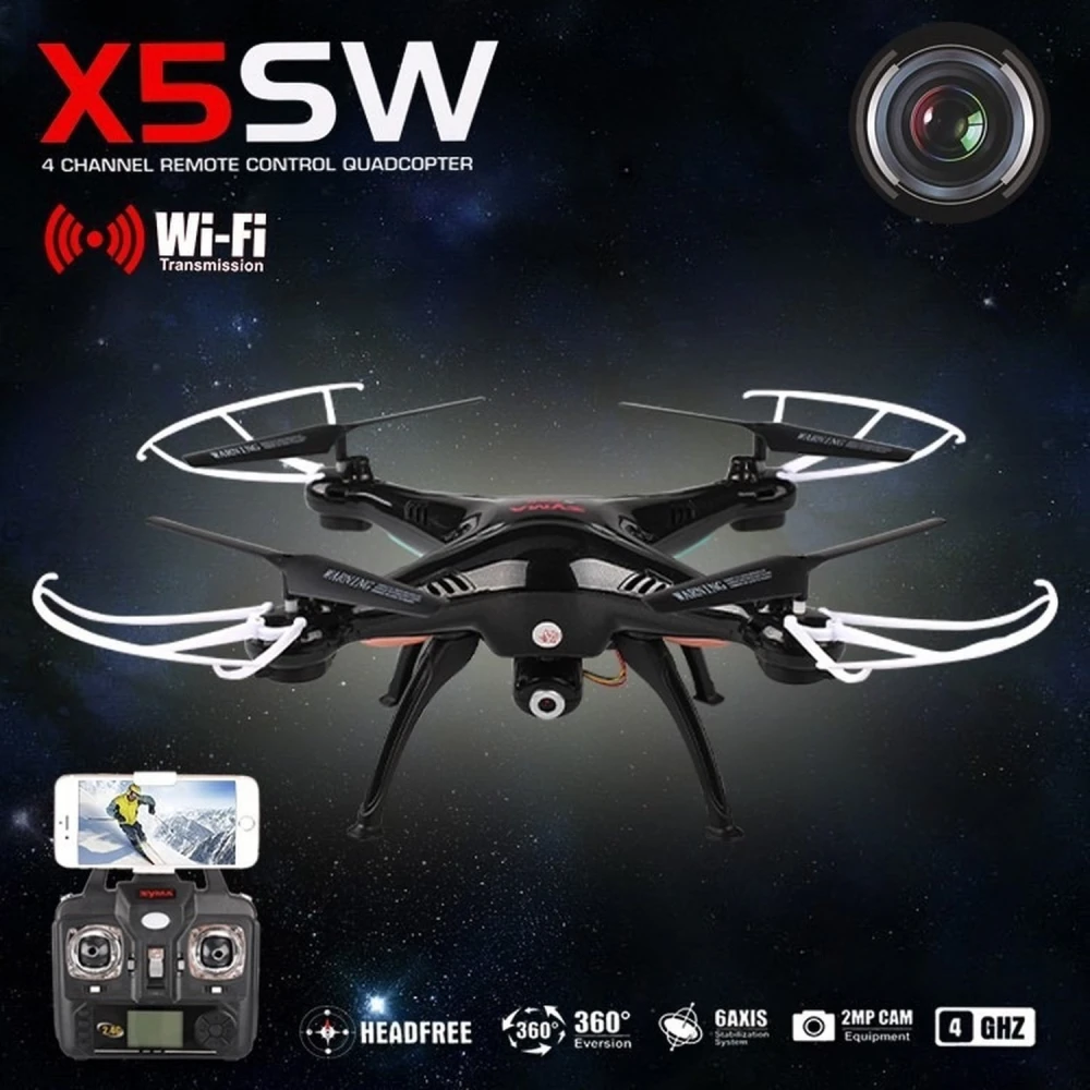 Syma X5SW dron s HD kamerom i Wi-Fi - crni quadcopter 4CH 6Axis Gyro