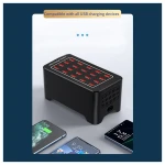 Vista lateral de estación de carga USB 20 puertos ideal para múltiples dispositivos