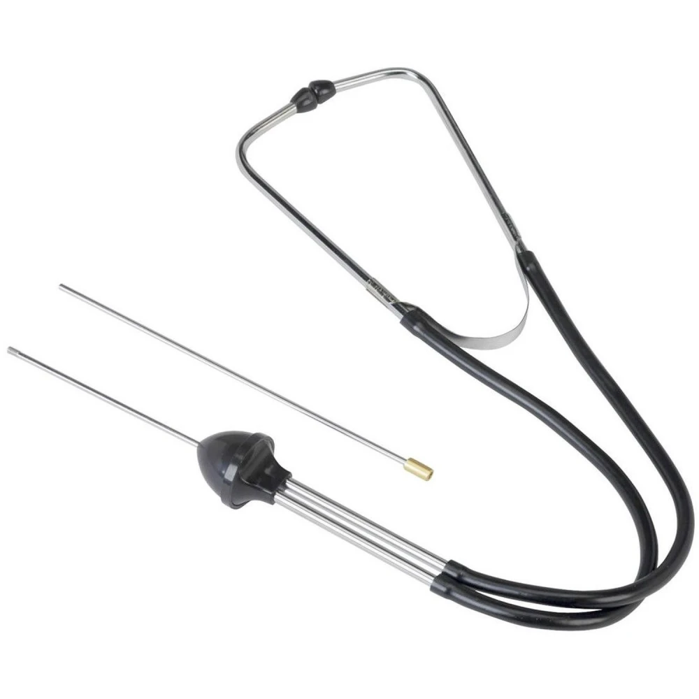 Estetoscopio mecánico con sonda de acero cromado y auriculares de goma suave para taller