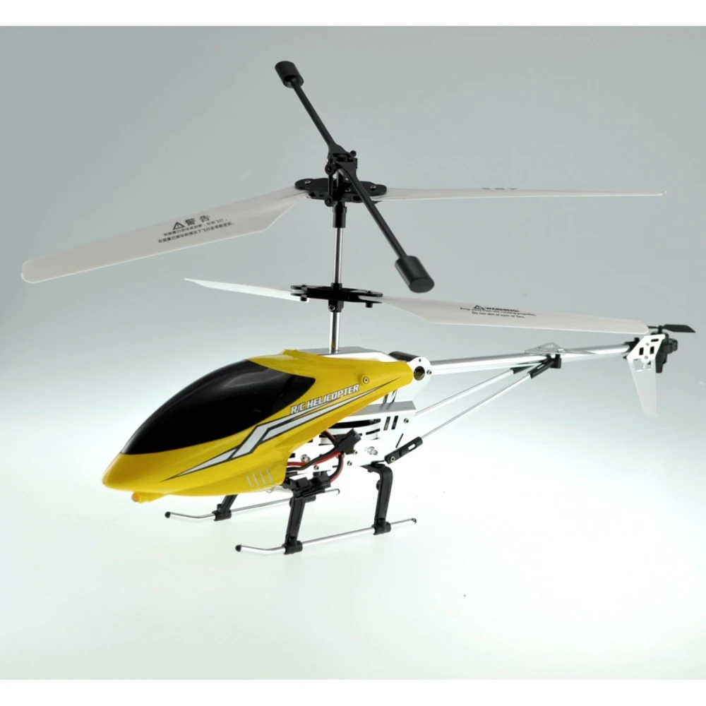 Vista lateral del Helicoptero RC CF009 mostrando el rotor principal y mando de control