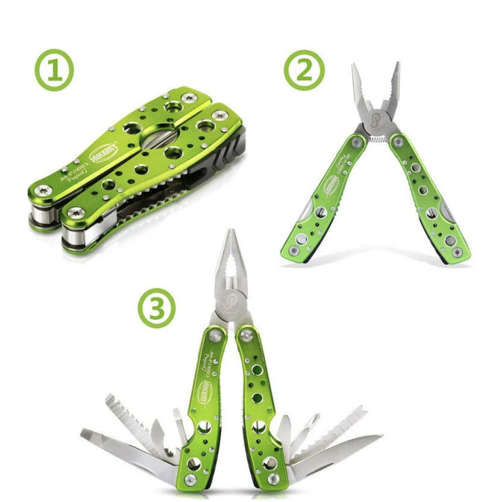 Kit de reparación portátil JM-PJ1003 con alicates plegables y múltiples herramientas