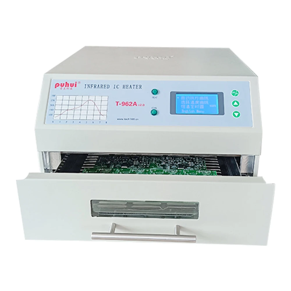 Horno reflow T-962A Puhui con carcasa metálica robusta y ventilación activa