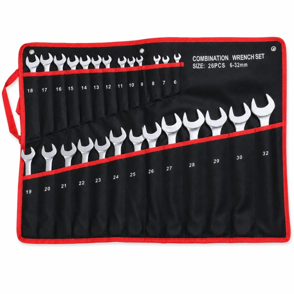 Set od 26 Kombiniranih Ključeva Okasto-Zvjezdastih 6-32mm Čelik Cr-V s Kovčegom