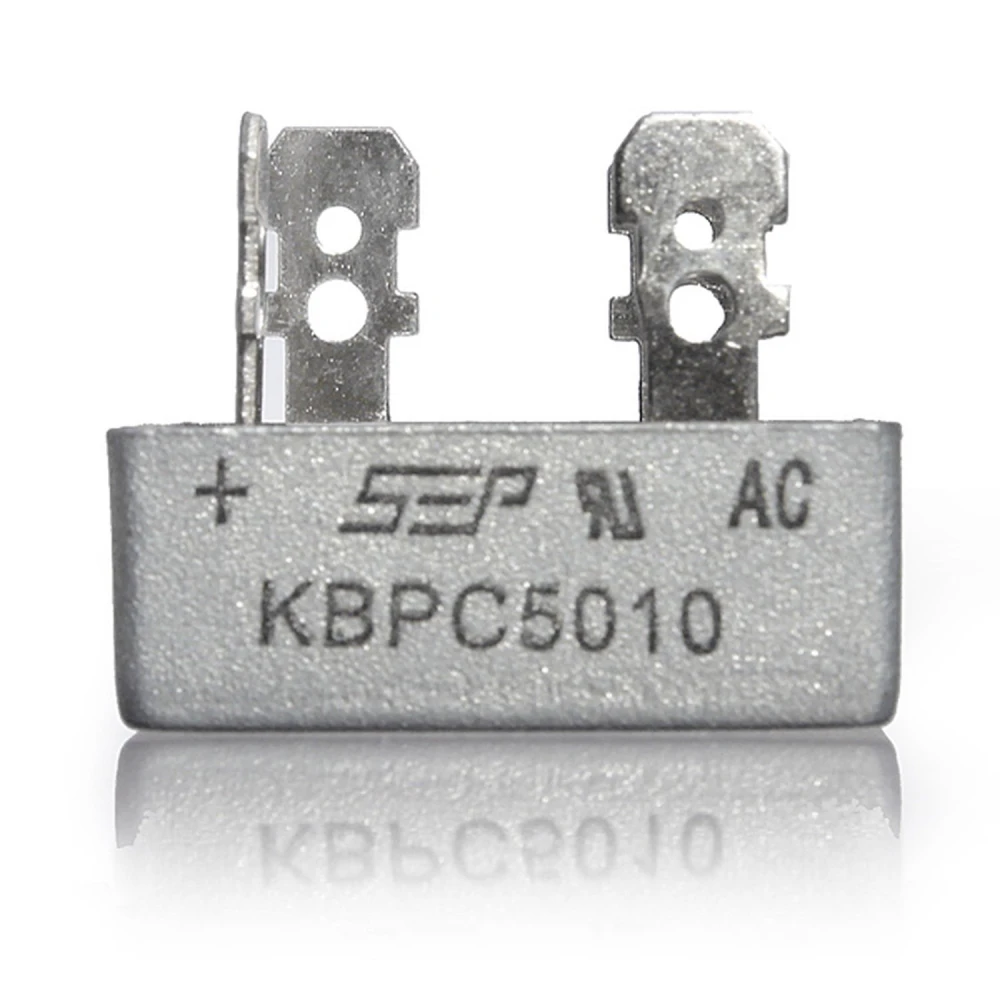 Detalle de los terminales 6,4x0,8mm del KBPC5010 puente rectificador
