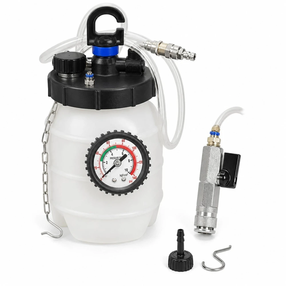 Kit Odvajač Zraka za Kočnice i Kvačilo Pneumatski 5L s Manometrom i Adapterima