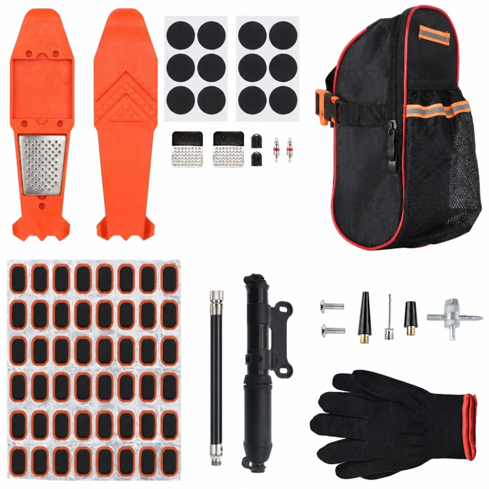 Kit za Popravak Probušenih Guma Motor Bicikl 81 Dijelova Čepovi Probijač Tubeless
