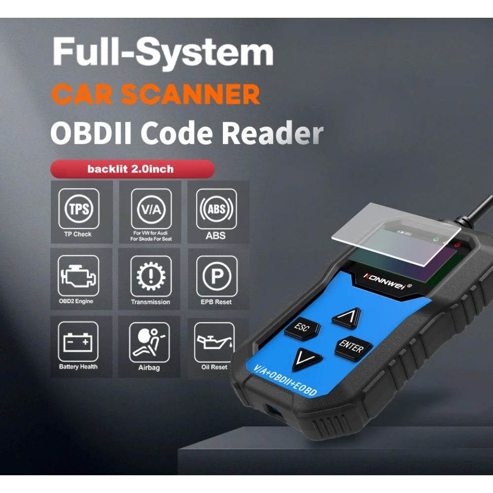 Konnwei KW350 dijagnostički skener za potpuni sustav VW Audi Seat Skoda