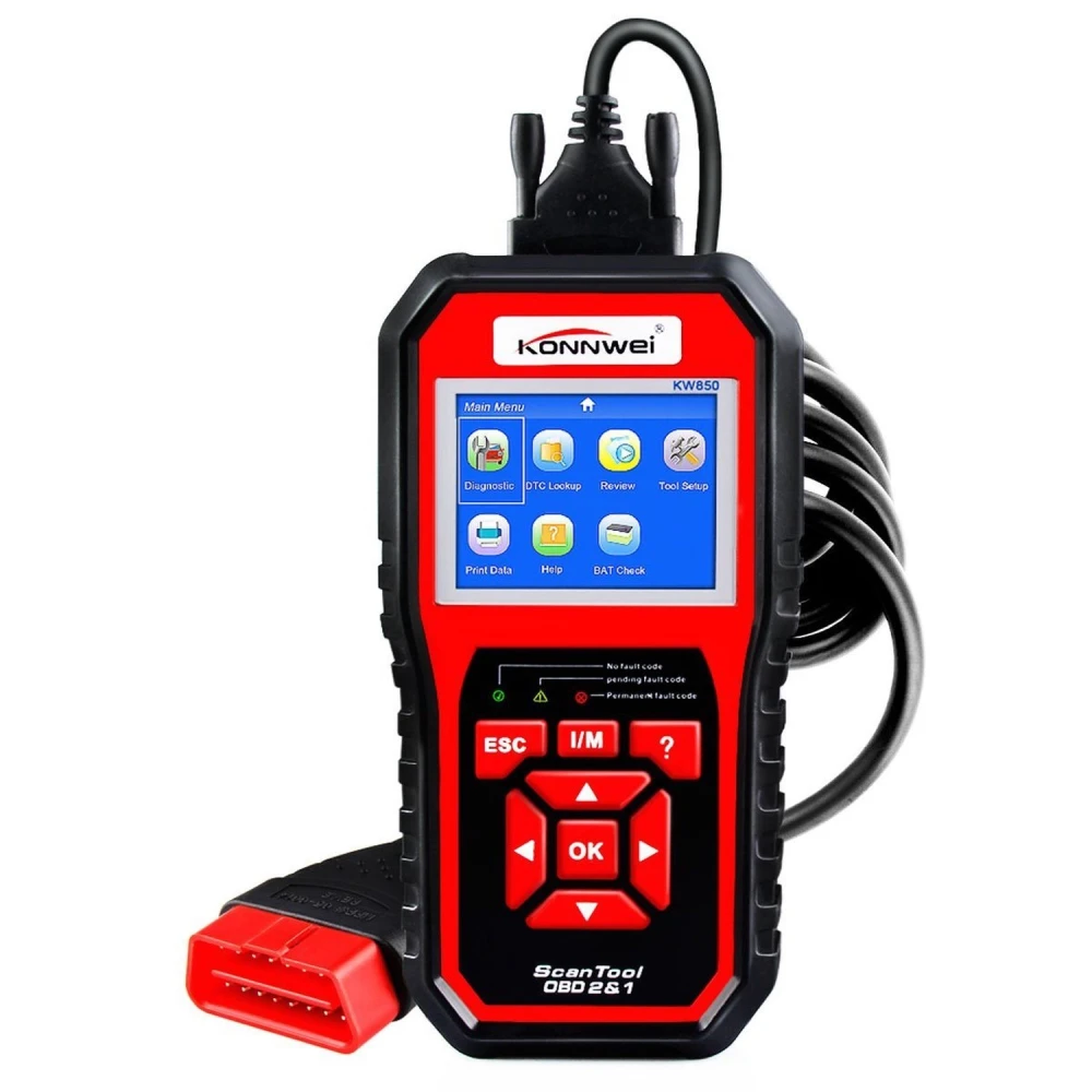 Herramienta de diagnóstico KW850 OBD2 con pantalla TFT a color
