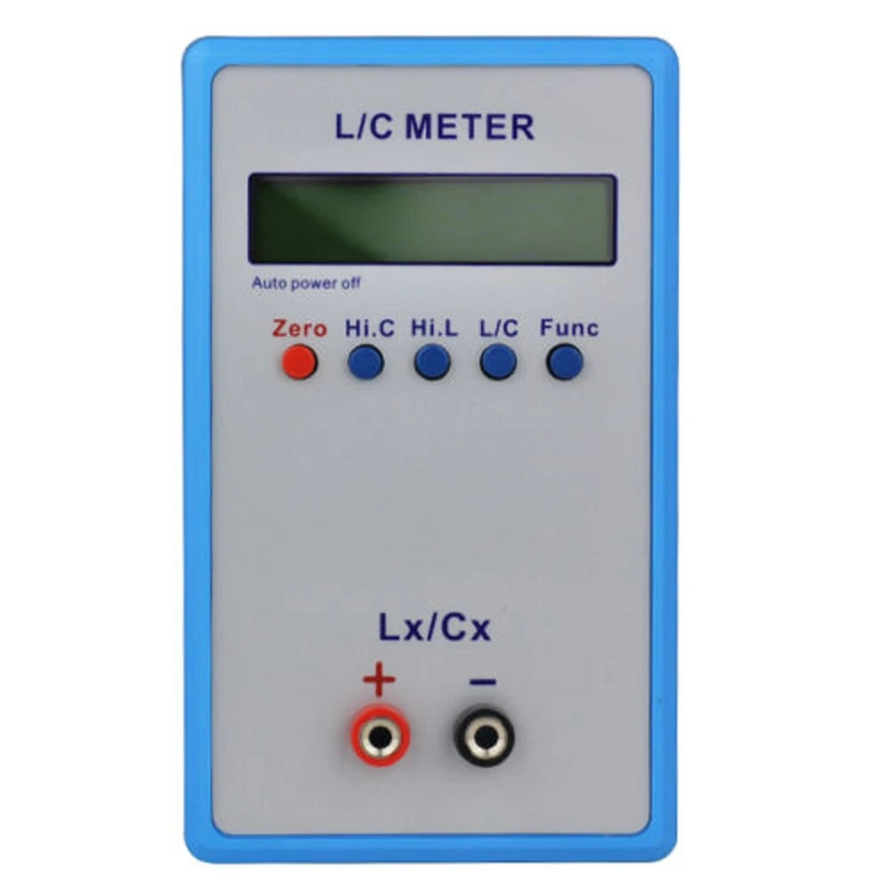 LC200A medidor digital portátil con carcasa azul y cables incluidos