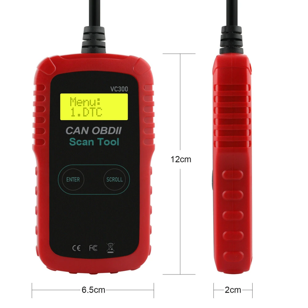 Lector VC300 en uso mostrando códigos de diagnóstico