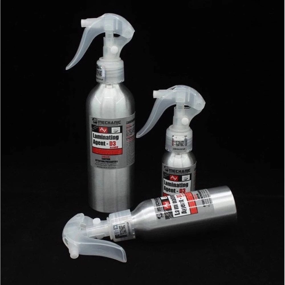 Aplicación del agente laminador Mechanic D3 en pantalla LCD durante reparación