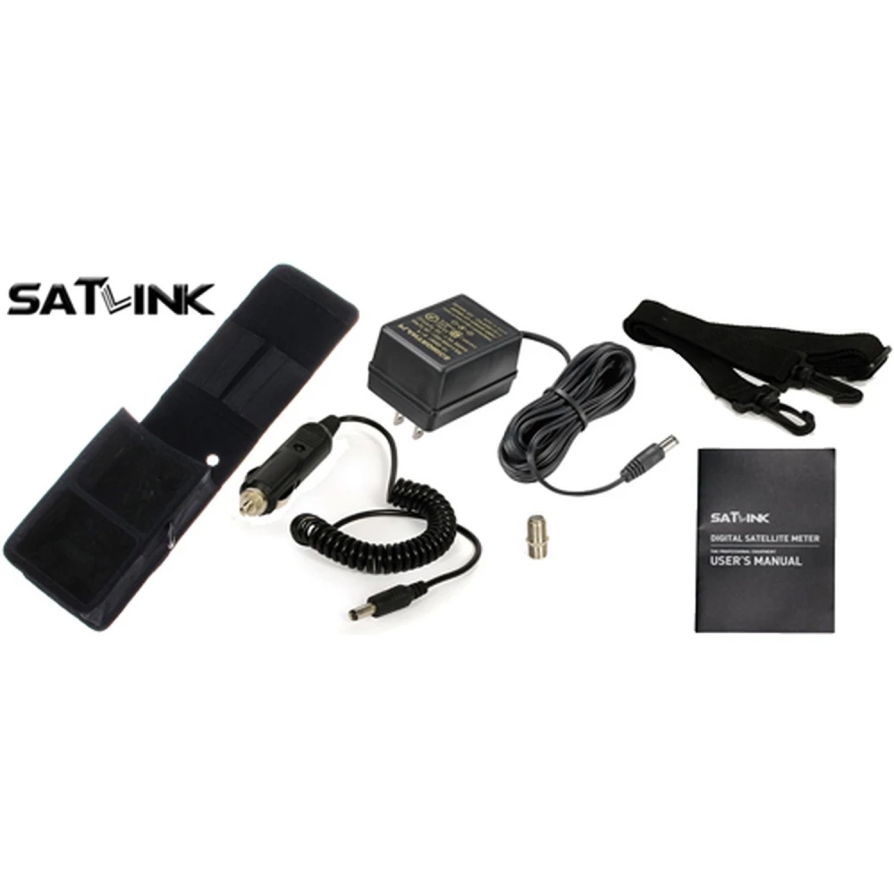 Detalle del medidor Satlink WS-6906 con conectores tipo F macho