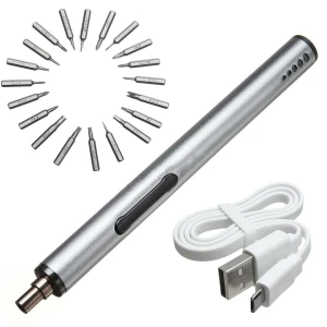 Mini električni odvijač bežični USB punjivi 3 LED multifunkcijski 22u1 set