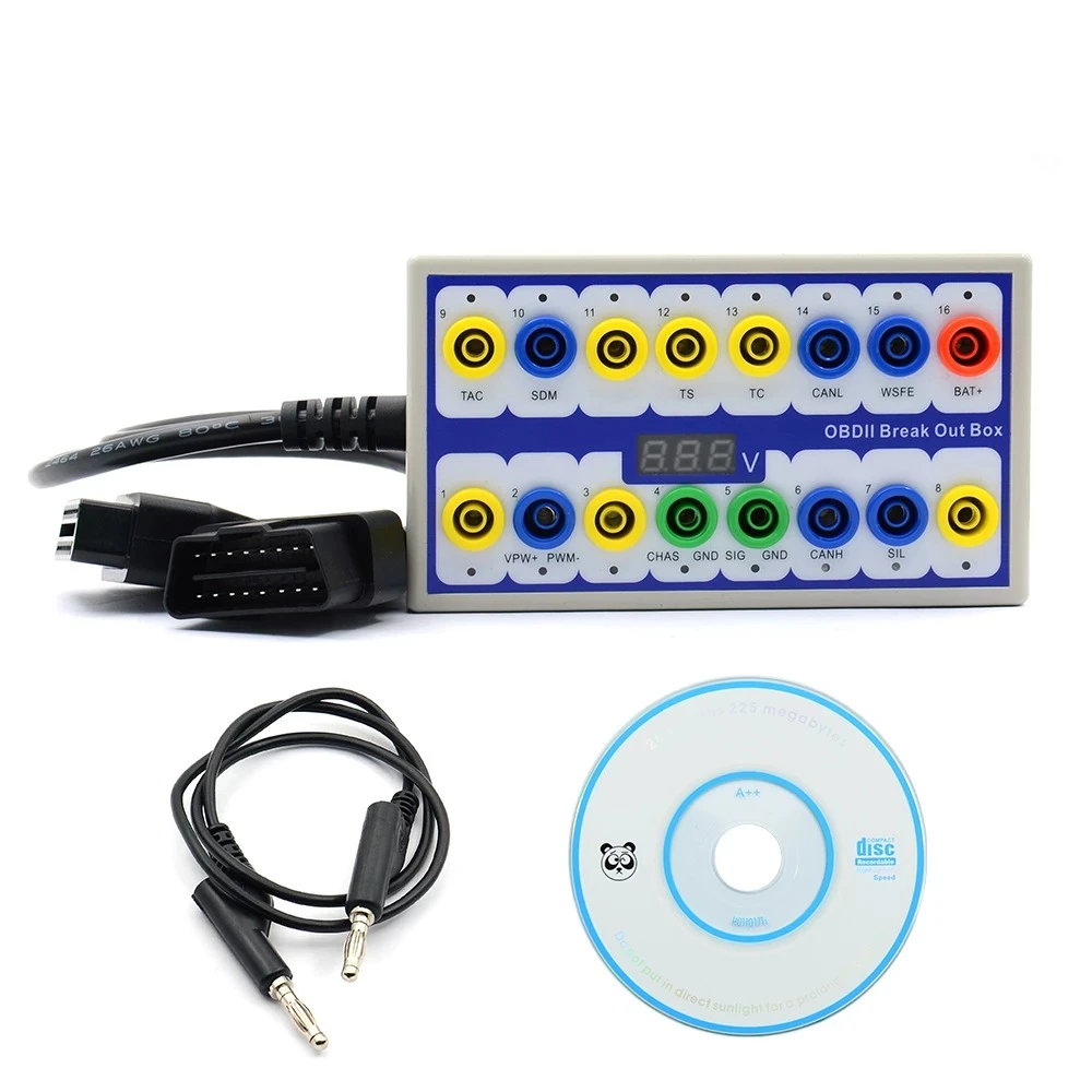 Caja de diagnóstico OBDII Breakout Box con cables y conectores