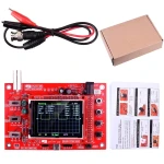 Vista frontal del osciloscopio digital DSO138 ensamblado con pantalla TFT