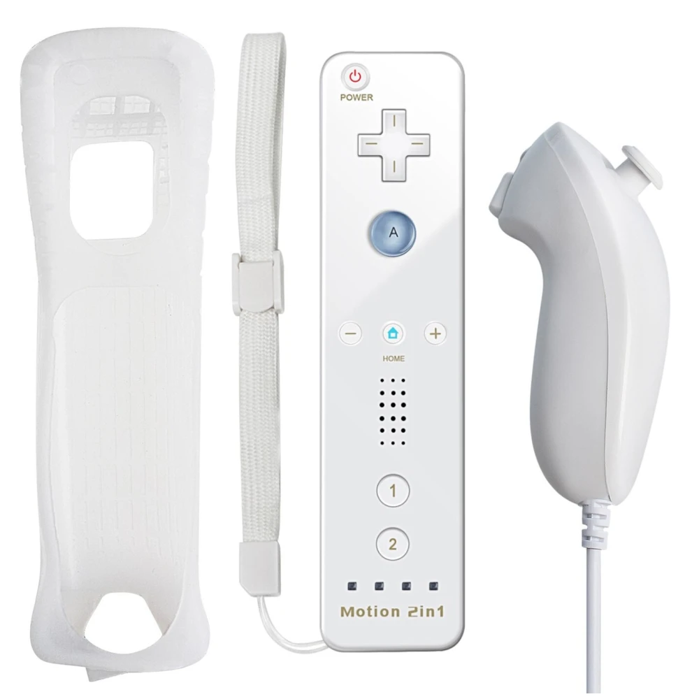 Wii Remote kontroler s ugrađenim Wiimotionplusom + kompatibilni Nunchuck za Wii, bijeli