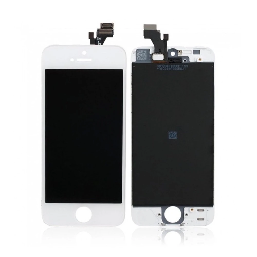 Repuesto pantalla LCD iPhone 5 blanca montada en marco blanco