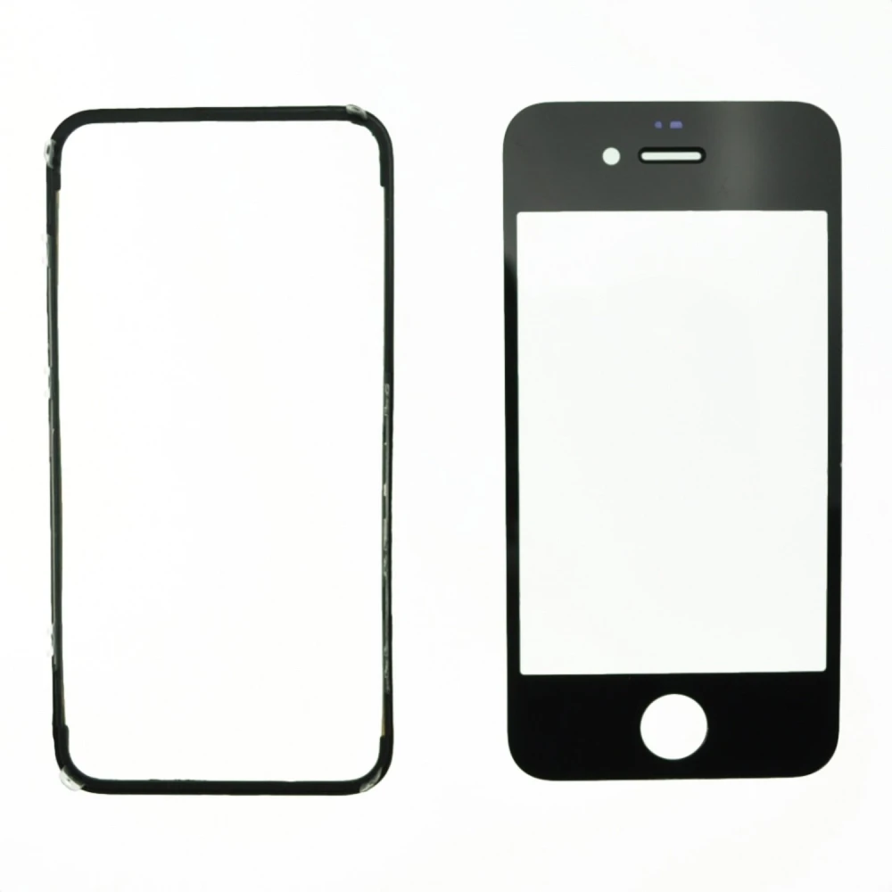 Staklo zaslon za iPhone 4 crno s ljepljivim okvirom