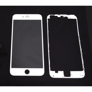 Staklo zaslona iPhone 6 Plus bijeli s ljepljivim okvirom za popravak