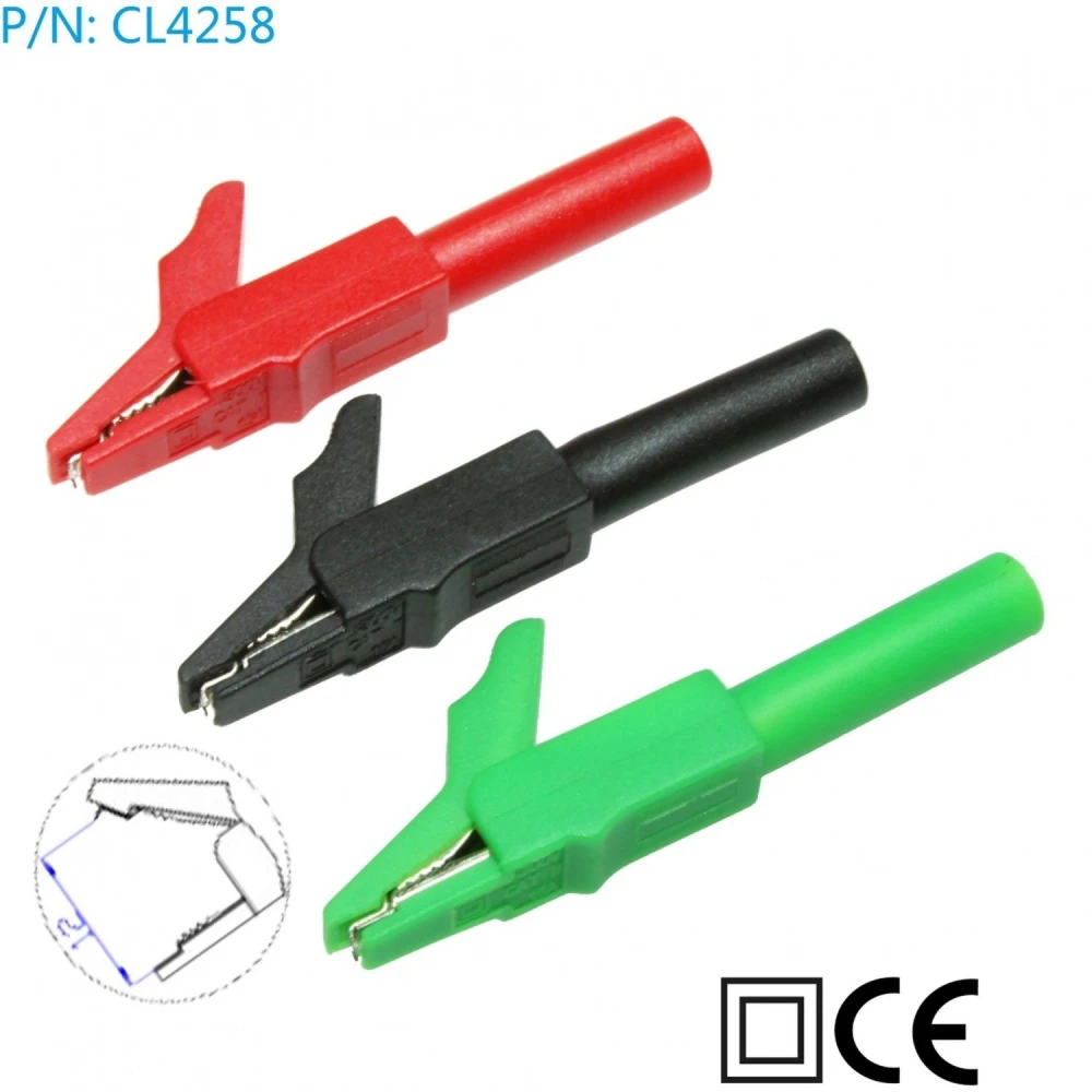 Pack de 2 pinzas cocodrilo con conexión banana 4mm rojo y negro para medición electrónica