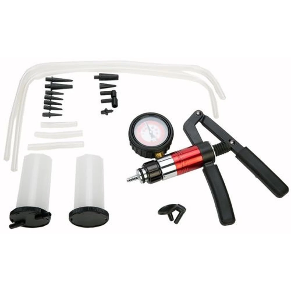 Conectores y vasos incluidos en set vacuómetro sangrador de frenos TSX TOOL
