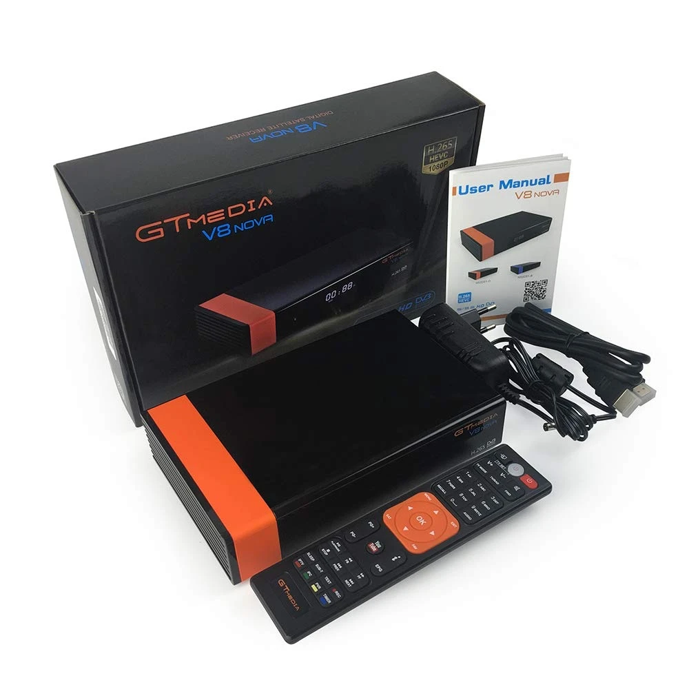 Receptor satélite Freesat V8 Nova HD con conexión HDMI y control remoto