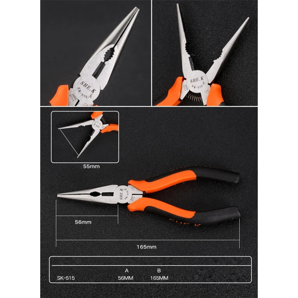 SK-515 165mm kliješta dugog nosa TSX TOOL s ergonomskom ručkom