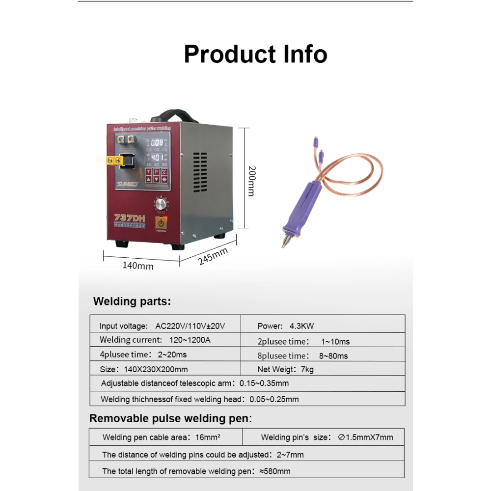 Sunkko 737DH točkasti zavarivač za izradu 18650 14500 21700 baterija